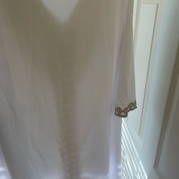 Source Unknown White Maxi Dress with Gold Fringe Trim - Picture 4 of 5